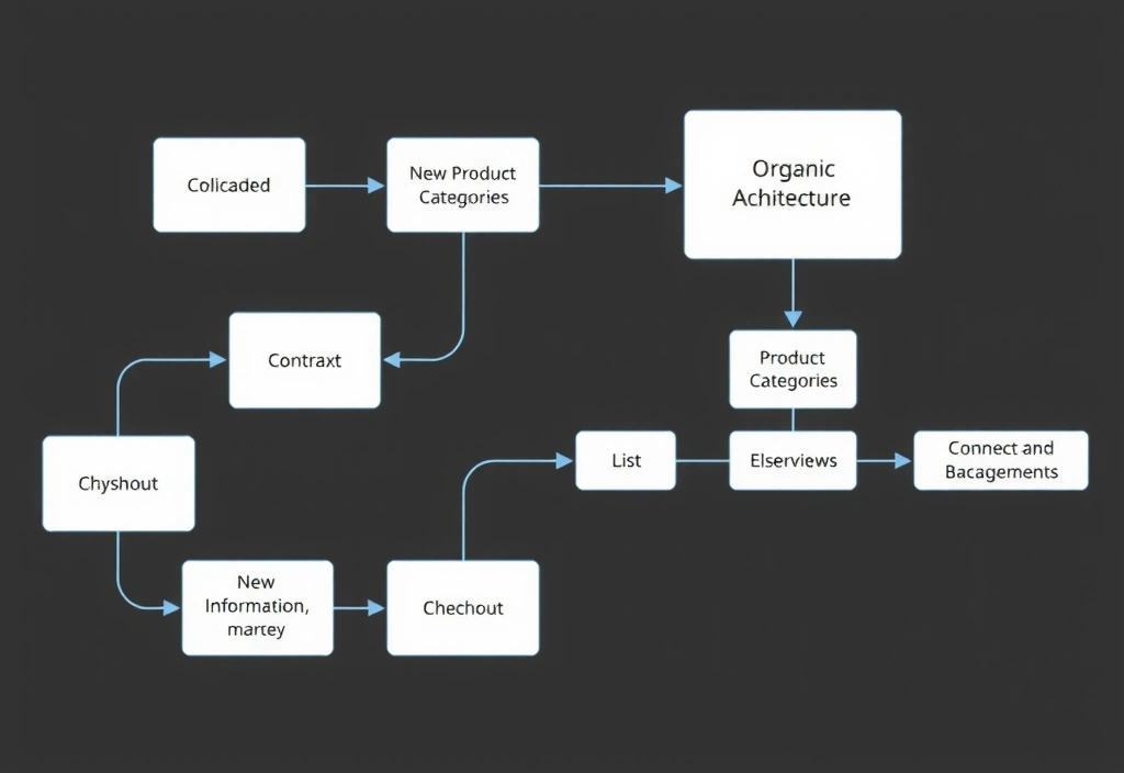 Flowchart depicting the new information architecture for EcoBloom Organics, showing clear navigation paths and product categories.