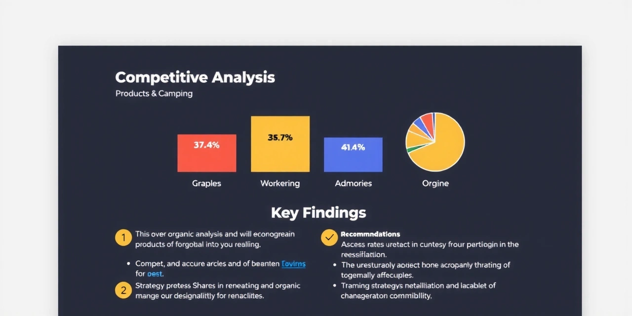 Screenshot of a competitive analysis report with key findings and recommendations for an organic product market.