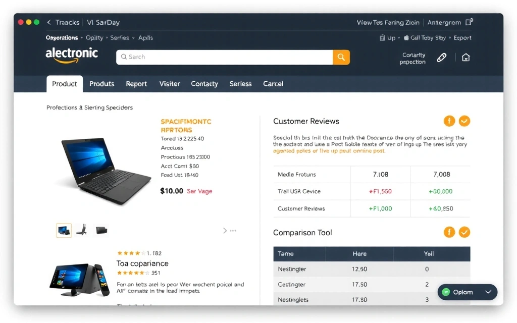 Screenshot of an electronics retail e-commerce platform with detailed product pages and comparison tools