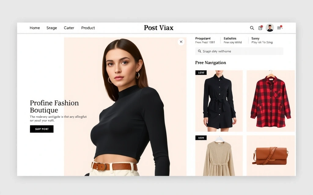 Screenshot of a successful online fashion boutique website, showcasing clean design and product photography