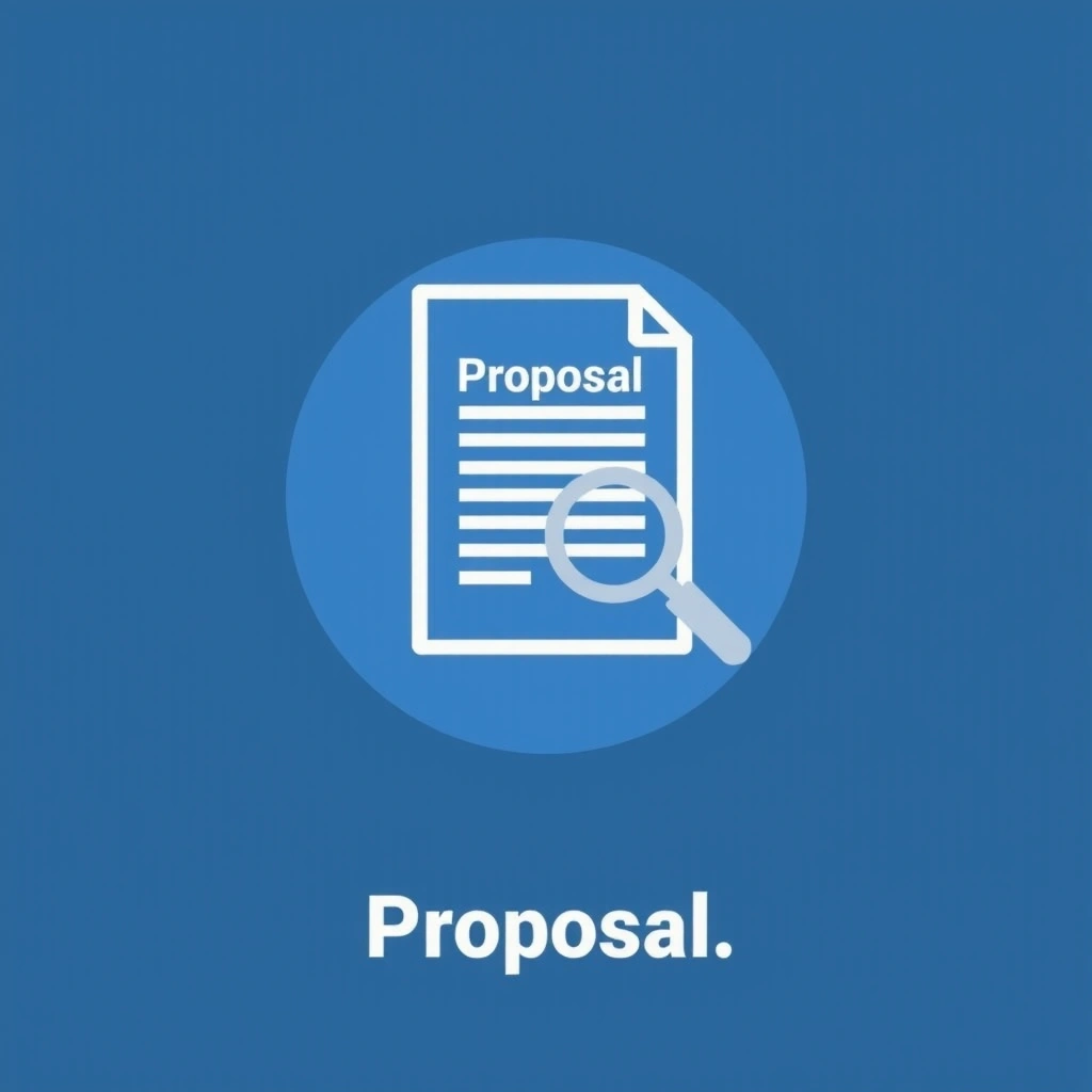 Icon symbolizing a document or proposal with a magnifying glass, representing a detailed quote. Clean, precise.