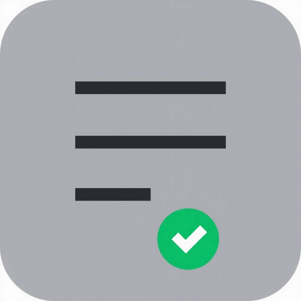 Icon representing form submission or data entry, with a checkmark for completion. Minimalist, modern.