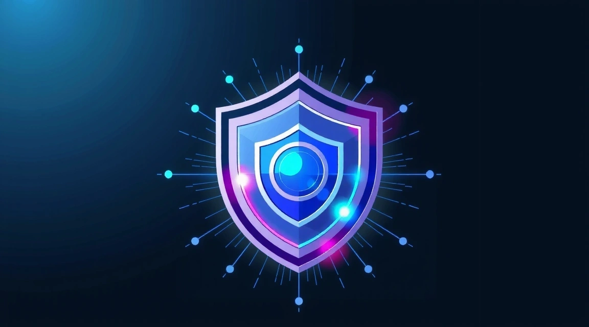 Cybersecurity shield icon with layers of protection