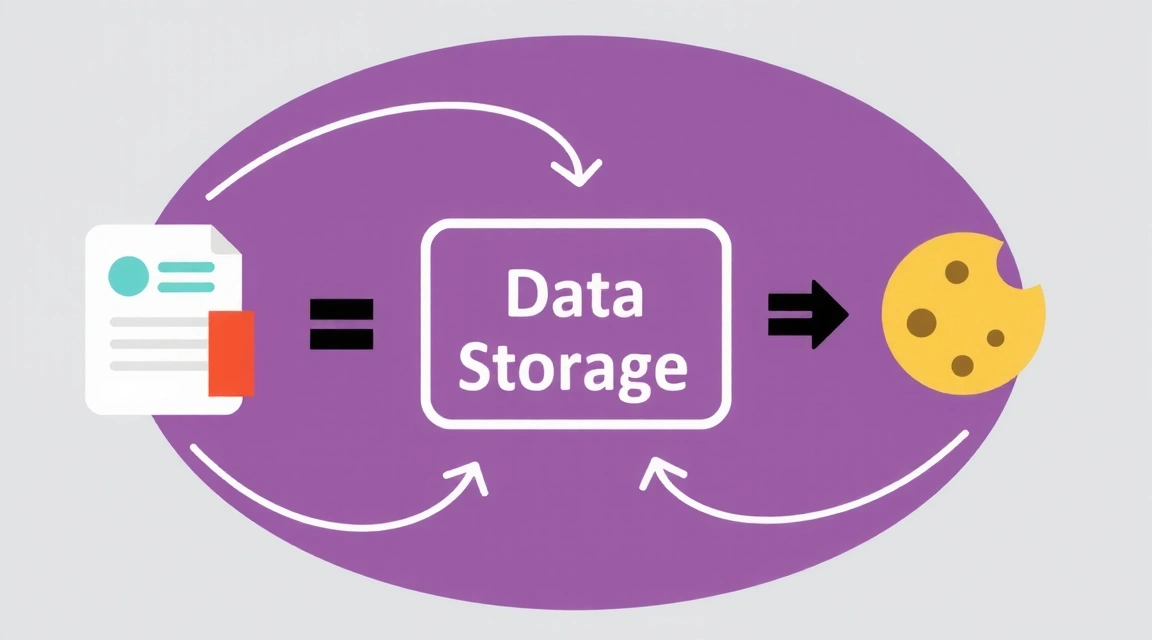 Data collection diagram with icons for forms, analytics, and cookies