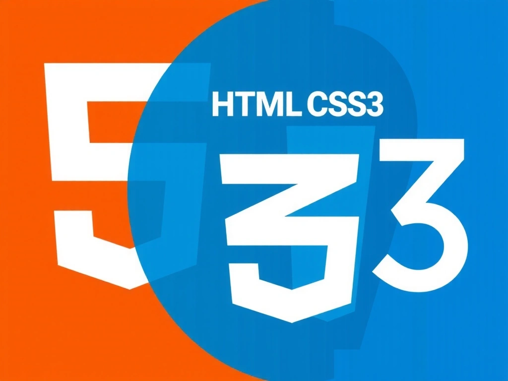 Abstract illustration of HTML5 and CSS3 logos intertwined, representing modern web development.